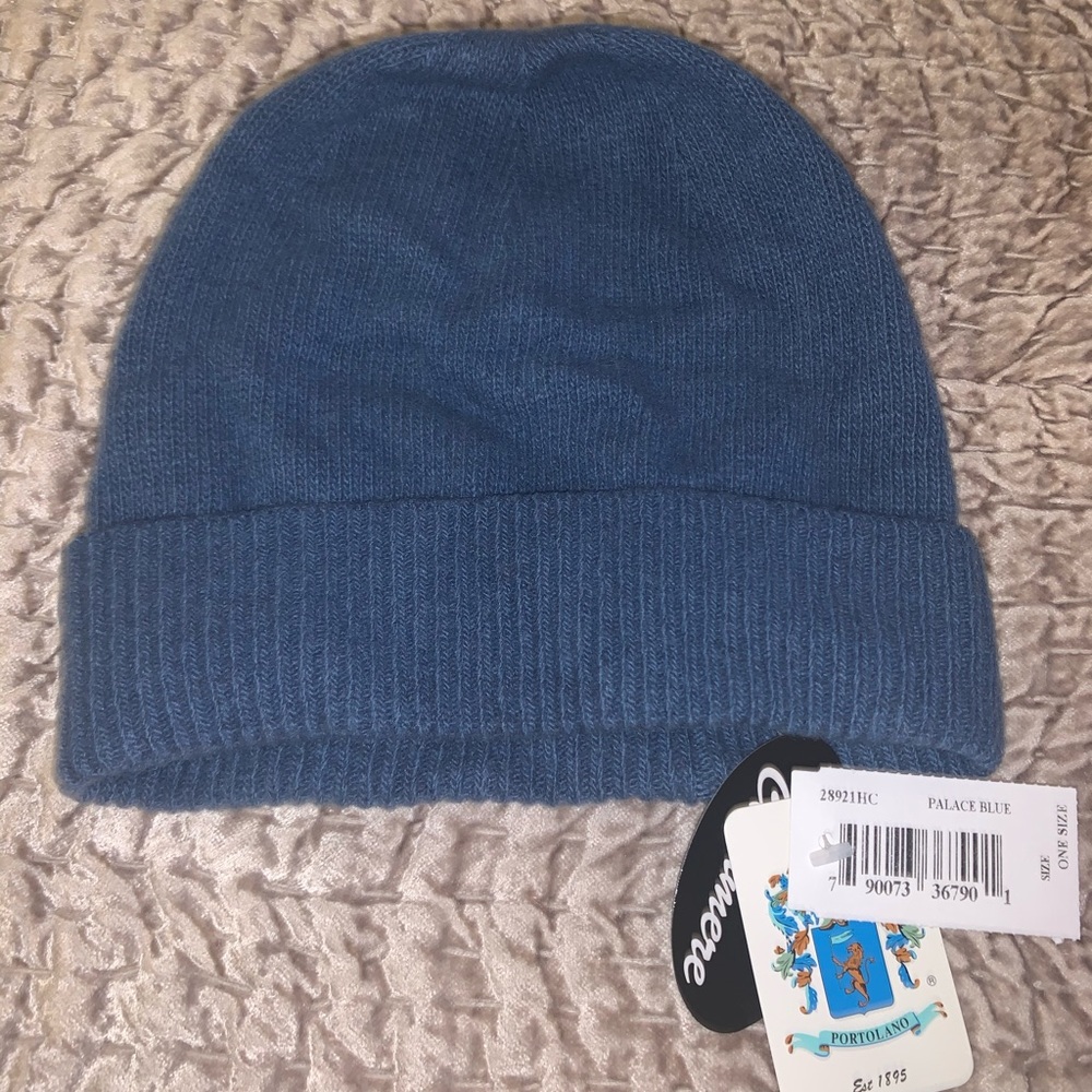 Portolano Ribbed-Cuff Cashmere Beanie Palace Blue